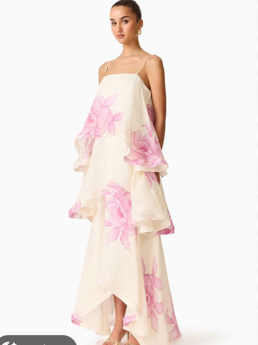 Elliatt Cream Maxi Dress with Pink Floral Print